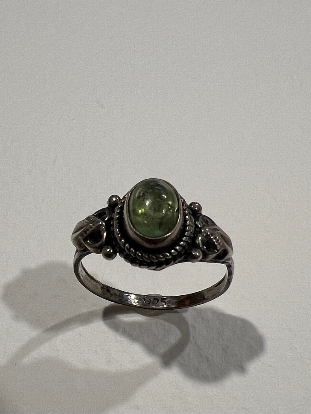 Sterling Silver Green Cabochon Ring